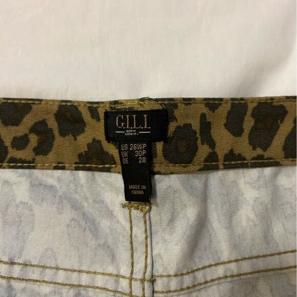 NWOT G.I.L.I. Ankle Pants Dual Stretch Leopard Print Brown Denim size 26W P - Picture 9 of 12